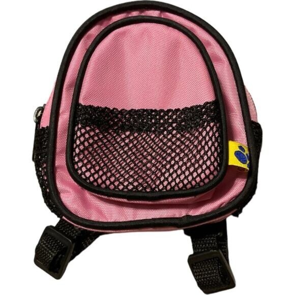 Build A Bear Backpack Pink Black School Bag Zipper Teddy Doll Accessory Toy - Picture 1 of 4